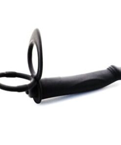 Black Dildo Vibration With Ring Double Penetration Strapon Anal Dildo For Men
