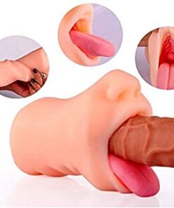 Male Oral Masturbator for Men Deep Throat Silicone Realistic Mouth Pocket Pussy